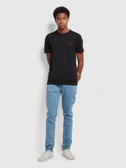 Farah Danny Regular Fit Organic Cotton T-Shirt In Black CLOTHING