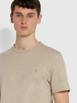 Farah Danny Slim Fit Organic Cotton T-Shirt In Smoky Brown Marl CLOTHING