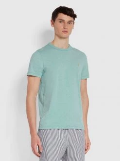 Farah T-Shirts Danny Slim Fit Organic Cotton T-Shirt In Marine Green Marl