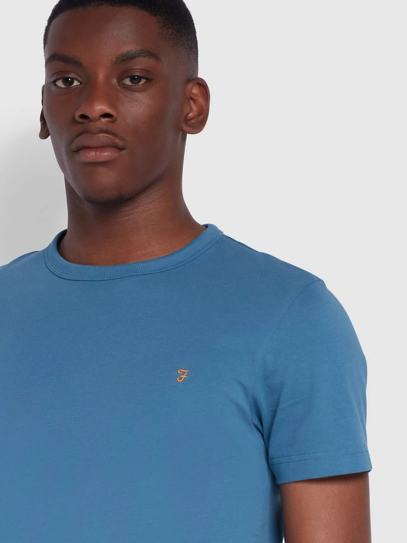 Farah Danny Slim Fit Organic Cotton T-Shirt In Saxe 5 Farah Danny Slim Fit Organic Cotton T-Shirt In Saxe