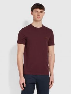 Danny Slim Fit Organic Cotton T-Shirt In Farah Red Marl