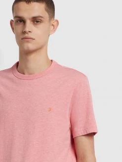 Farah Danny Slim Fit Organic Cotton T-Shirt In Palisade Pink Marl T-Shirts
