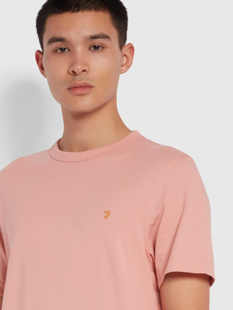 Farah Danny Slim Fit Organic Cotton T-Shirt In Pink Rose CLOTHING 5 Farah Danny Slim Fit Organic Cotton T-Shirt In Pink Rose CLOTHING