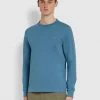 Farah Worthington Slim Fit Long Sleeve Organic Cotton T-Shirt In Saxe