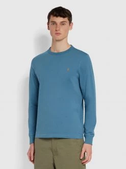 Farah Worthington Slim Fit Long Sleeve Organic Cotton T-Shirt In Saxe