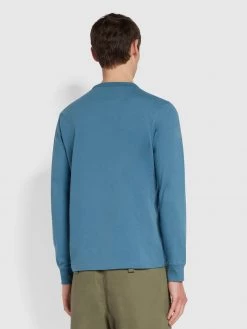 Farah Worthington Slim Fit Long Sleeve Organic Cotton T-Shirt In Saxe