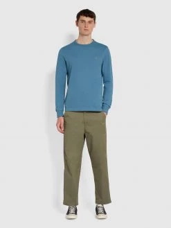 Farah Worthington Slim Fit Long Sleeve Organic Cotton T-Shirt In Saxe