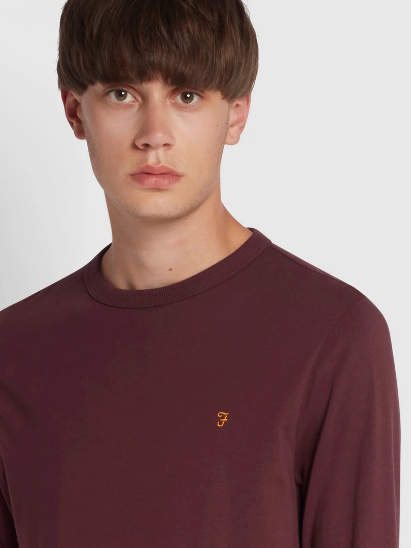 T-Shirts Worthington Slim Fit Long Sleeve Organic Cotton T-Shirt In Farah Red 5 T-Shirts Worthington Slim Fit Long Sleeve Organic Cotton T-Shirt In Farah Red