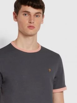 CLOTHING Groves Slim Fit Organic Cotton Ringer T-Shirt In Farah Grey 8 CLOTHING Groves Slim Fit Organic Cotton Ringer T-Shirt In Farah Grey