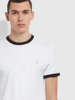 Farah Groves Slim Fit Organic Cotton Ringer T-Shirt In White