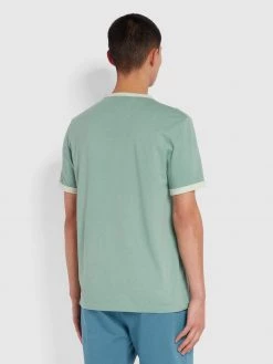 Farah T-Shirts Groves Slim Fit Organic Cotton Ringer T-Shirt In Jade Green