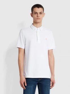 Farah CLOTHING Ricky Slim Fit Organic Cotton Polo Shirt In White