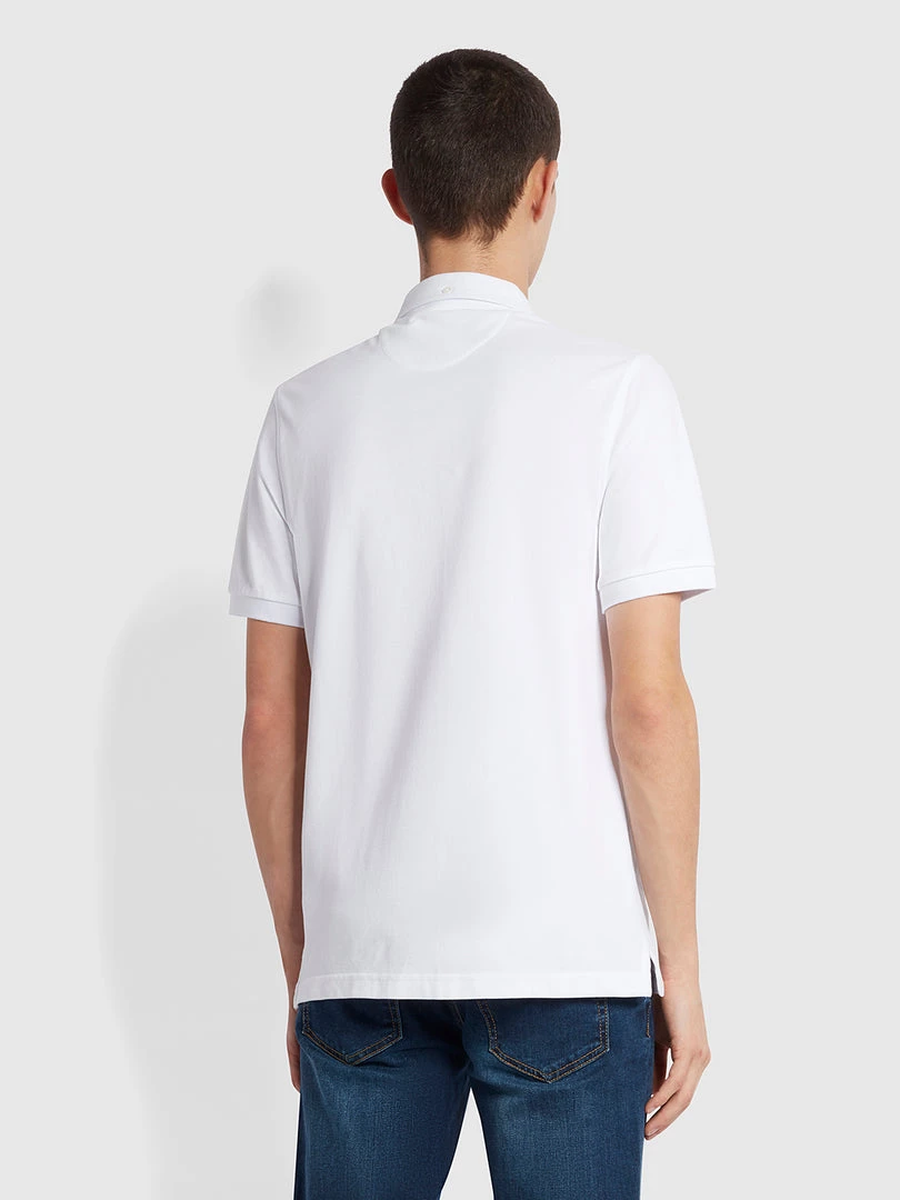 Farah CLOTHING Ricky Slim Fit Organic Cotton Polo Shirt In White 6 Farah CLOTHING Ricky Slim Fit Organic Cotton Polo Shirt In White