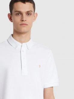 Farah CLOTHING Ricky Slim Fit Organic Cotton Polo Shirt In White 8 Farah CLOTHING Ricky Slim Fit Organic Cotton Polo Shirt In White