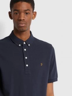 Farah Ricky Slim Fit Organic Cotton Polo Shirt In True Navy