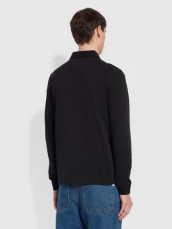 Farah Haslam Slim Fit Long Sleeve Organic Cotton Polo Shirt In Black NEW IN 9 Farah Haslam Slim Fit Long Sleeve Organic Cotton Polo Shirt In Black NEW IN