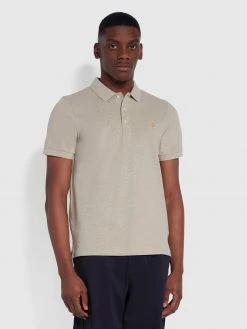Farah Blanes Slim Fit Organic Cotton Polo Shirt In Smoky Brown Marl