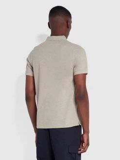 Farah Blanes Slim Fit Organic Cotton Polo Shirt In Smoky Brown Marl