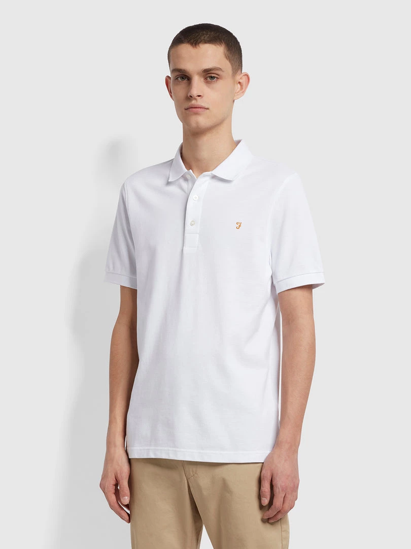 Farah Blanes Slim Fit Organic Cotton Polo Shirt In White 3 Farah Blanes Slim Fit Organic Cotton Polo Shirt In White