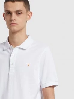 Farah Blanes Slim Fit Organic Cotton Polo Shirt In White 8 Farah Blanes Slim Fit Organic Cotton Polo Shirt In White