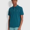 Farah Blanes Slim Fit Organic Cotton Polo Shirt In Teal Marl 2 Farah Blanes Slim Fit Organic Cotton Polo Shirt In Teal Marl