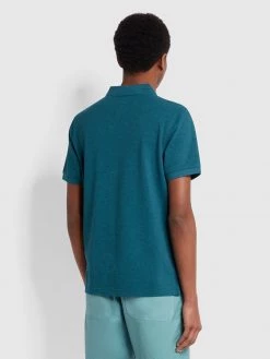 Farah Blanes Slim Fit Organic Cotton Polo Shirt In Teal Marl