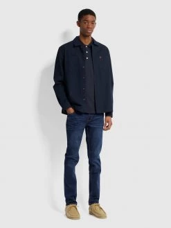 Farah Blanes Slim Fit Organic Cotton Polo Shirt In True Navy