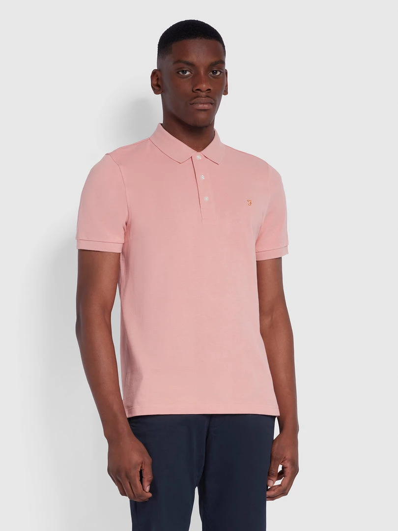Farah Blanes Slim Fit Organic Cotton Polo Shirt In Pink Rose 3 Farah Blanes Slim Fit Organic Cotton Polo Shirt In Pink Rose