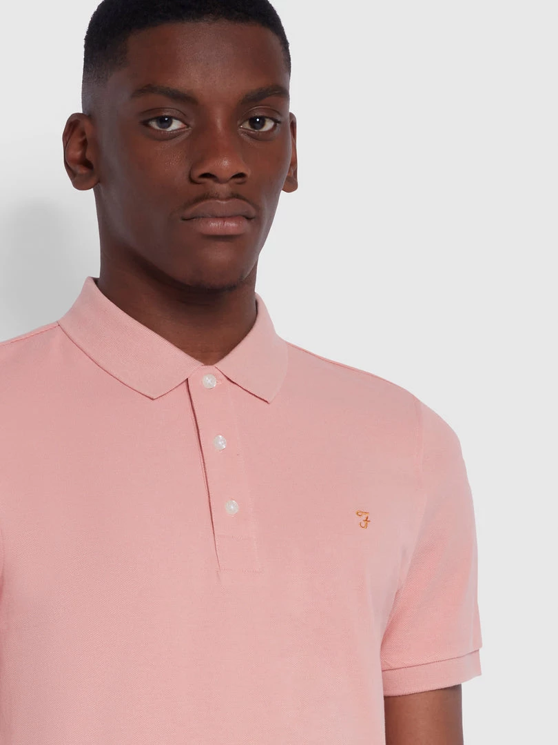 Farah Blanes Slim Fit Organic Cotton Polo Shirt In Pink Rose 5 Farah Blanes Slim Fit Organic Cotton Polo Shirt In Pink Rose