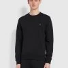 Farah Tim Organic Cotton Crew Neck Sweatshirt In Black CLOTHING