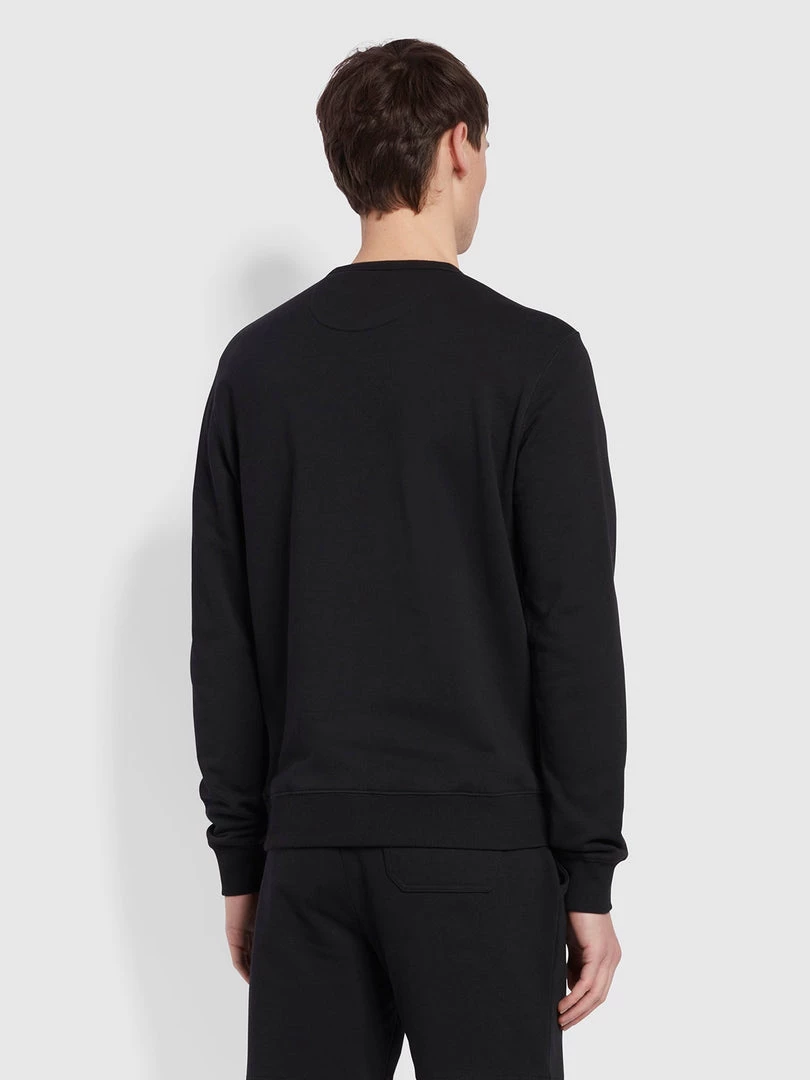 Farah Tim Tall Fit Organic Cotton Crew Neck Sweatshirt In Black 6 Farah Tim Tall Fit Organic Cotton Crew Neck Sweatshirt In Black
