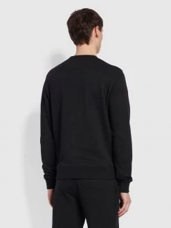 Farah Tim Organic Cotton Crew Neck Sweatshirt In Black CLOTHING