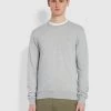 Farah Tim Organic Cotton Crew Neck Sweatshirt In Light Grey Marl