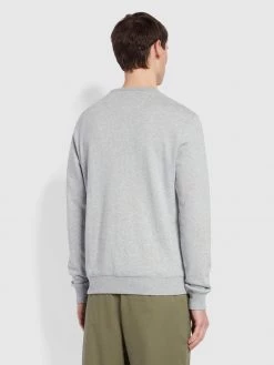 Farah Tim Organic Cotton Crew Neck Sweatshirt In Light Grey Marl 8 Farah Tim Organic Cotton Crew Neck Sweatshirt In Light Grey Marl