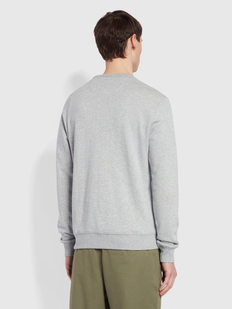Farah Tim Organic Cotton Crew Neck Sweatshirt In Light Grey Marl 5 Farah Tim Organic Cotton Crew Neck Sweatshirt In Light Grey Marl