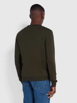 Farah CLOTHING Tim Organic Cotton Crew Neck Sweatshirt In Evergreen