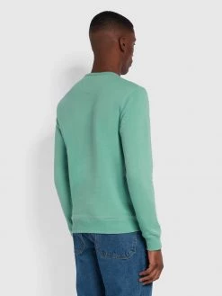 Farah CLOTHING Tim Organic Cotton Crew Neck Sweatshirt In Jade Green 9 Farah CLOTHING Tim Organic Cotton Crew Neck Sweatshirt In Jade Green