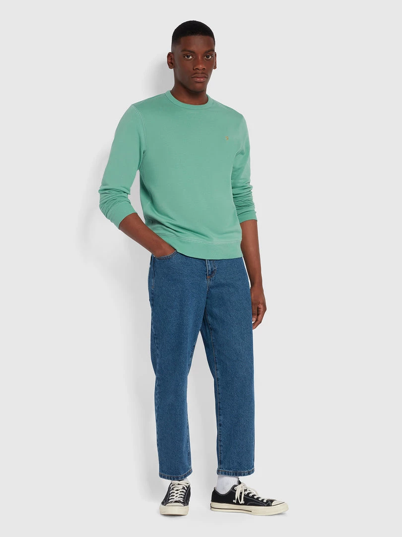 Farah CLOTHING Tim Organic Cotton Crew Neck Sweatshirt In Jade Green 4 Farah CLOTHING Tim Organic Cotton Crew Neck Sweatshirt In Jade Green