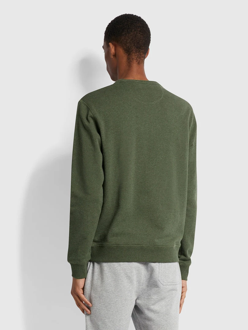 Farah Jeans Tim Organic Cotton Crew Neck Sweatshirt In Evergreen Marl 6 Farah Jeans Tim Organic Cotton Crew Neck Sweatshirt In Evergreen Marl