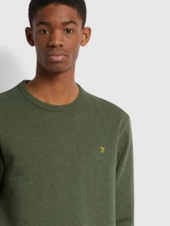 Farah Jeans Tim Organic Cotton Crew Neck Sweatshirt In Evergreen Marl 8 Farah Jeans Tim Organic Cotton Crew Neck Sweatshirt In Evergreen Marl