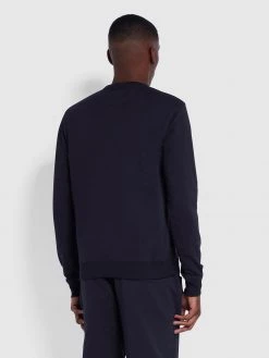 Farah CLOTHING Tim Organic Cotton Crew Neck Sweatshirt In True Navy
