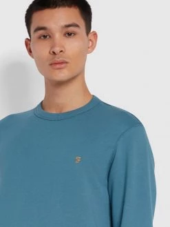 Farah CLOTHING Tim Organic Cotton Crew Neck Sweatshirt In Saxe