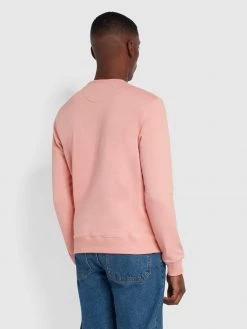Farah Tim Organic Cotton Crew Neck Sweatshirt In Pink Rose