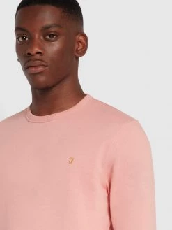 Farah Tim Organic Cotton Crew Neck Sweatshirt In Pink Rose