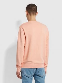 Farah Tim Organic Cotton Crew Neck Sweatshirt In Apricot Marl Sweatshirts And Hoodies