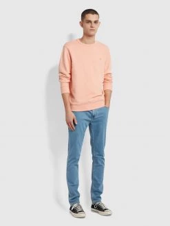 Farah Tim Organic Cotton Crew Neck Sweatshirt In Apricot Marl Sweatshirts And Hoodies