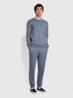 Farah Tim Organic Cotton Crew Neck Sweatshirt In Battleship Blue 9 Farah Tim Organic Cotton Crew Neck Sweatshirt In Battleship Blue