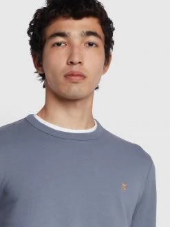 Farah Tim Organic Cotton Crew Neck Sweatshirt In Battleship Blue 8 Farah Tim Organic Cotton Crew Neck Sweatshirt In Battleship Blue