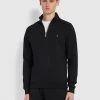 Farah Jim Organic Cotton Quarter Zip Sweatshirt In Black