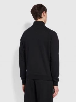 Farah Jim Organic Cotton Quarter Zip Sweatshirt In Black